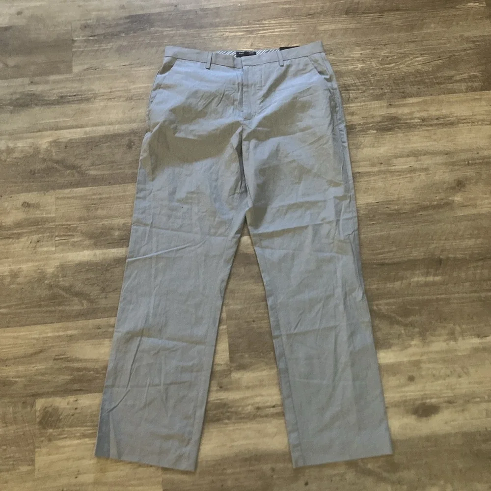 Banana Republic Mens Sz 35x32 Gray Non-Iron Tailored Straight Pants Dress